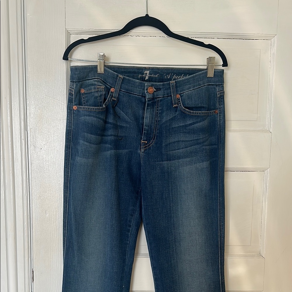 7 For All Mankind Blue Boot Cut Leg Denim